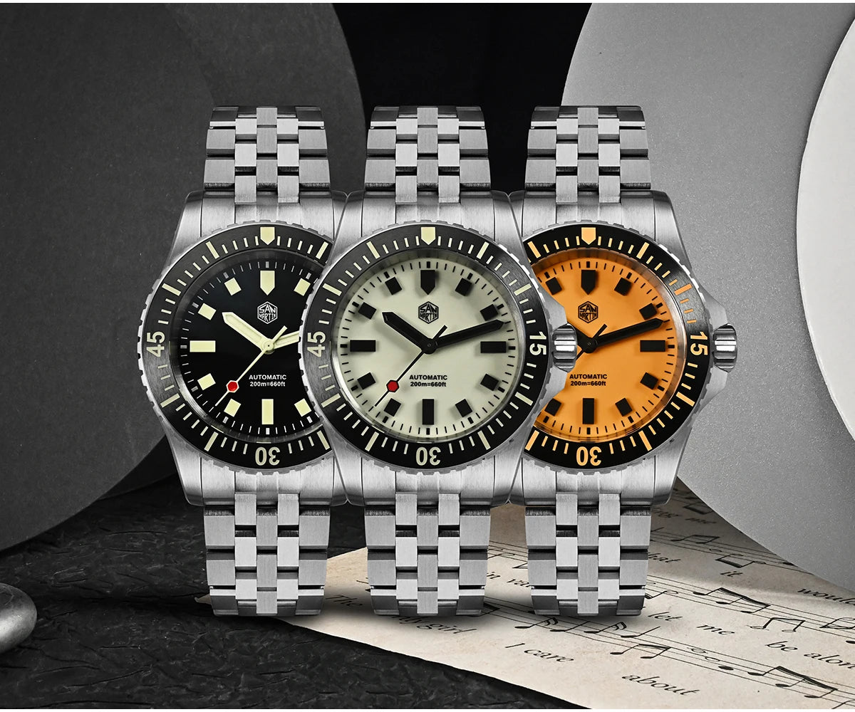 San Martin 1200HV Hardening Coating Men Diver Watch Full Luminous Dial Lumed Blocks ST2130 Automatic Mechanical Toolwatch SN0012
