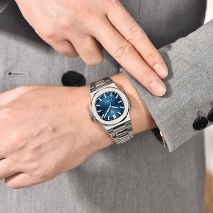 New man DESIGN Automatic luxury Pugani Mechanical Watch With glasses anti-Reflective Sapphire Light needles, man sport Watch, Local Delivery