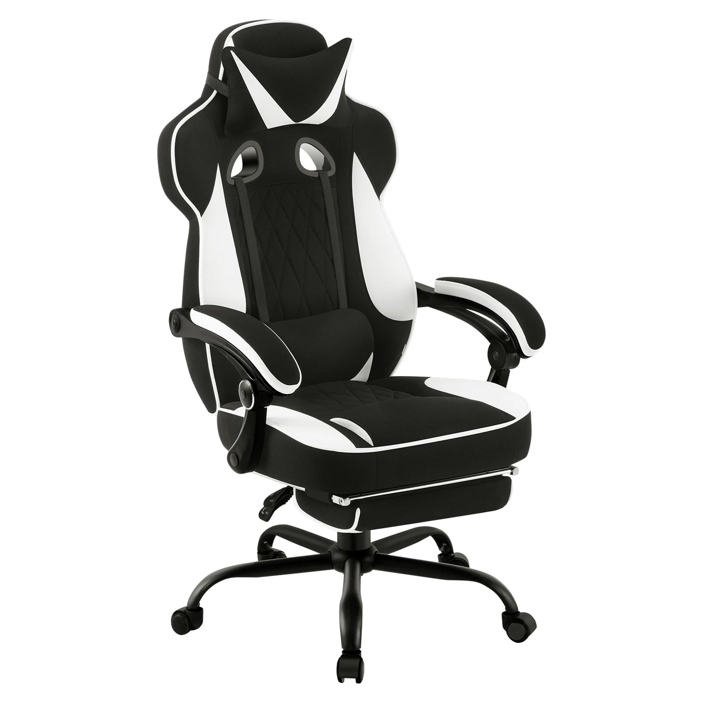 WOLTU Swivel Gaming Chair with Pocket Spring Cushion Ergonomic Office Chair Wide Seat Footrest Rotatable Computer Armchair