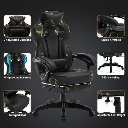 WOLTU Gaming Racing Chair Ergonomic Swivel Computer Chair with Footrest, Lumbar Support, Headrest, Adjustable Gamer Office Chair