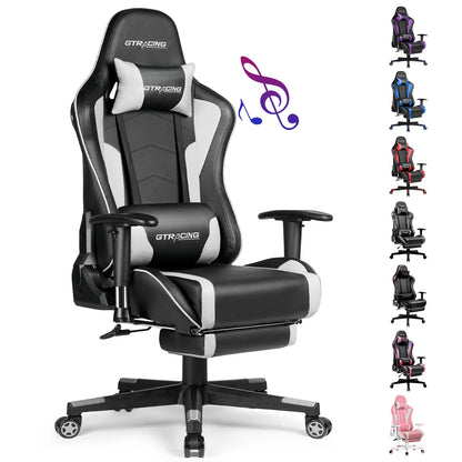 GTPLAYER Gaming Chair with Bluetooth Speakers, Footrest, Ergonomic Reclining Computer Chair with Lumbar Support for Office & Gaming