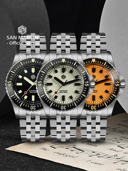 San Martin 1200HV Hardening Coating Men Diver Watch Full Luminous Dial Lumed Blocks ST2130 Automatic Mechanical Toolwatch SN0012