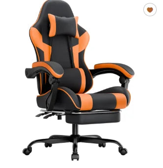 Ergonomic Gaming Chair with Lumbar Support, PU Leather Gaming Chair, Adjustable Reclining Computer Chair, Comfortable Office Chair for Gaming & Work
