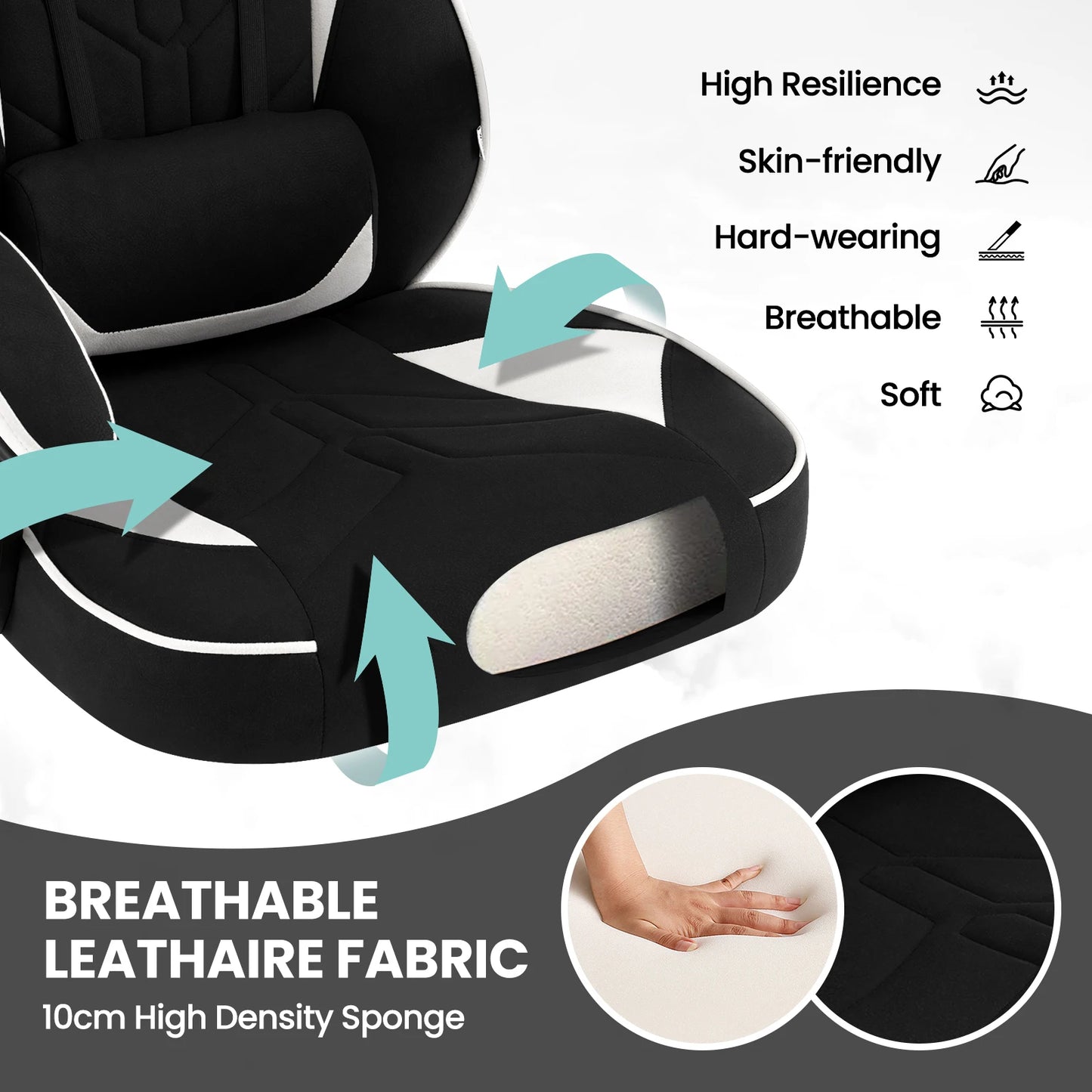 WOLTU Executive Office Chair Breathable Gaming Chair Ergonomic Gamer Computer Chair with Lumbar Cushion Headrest Footrest