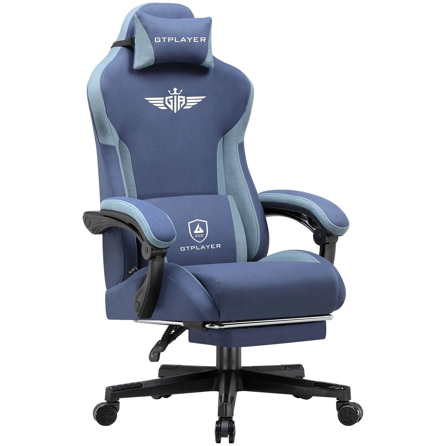 GTPLAYER Gaming Chair Ergonomic Fabric Gamer Chair with Lumbar Support, Adjustable Reclining PC Gaming Chair with Footrest and Widened Backrest