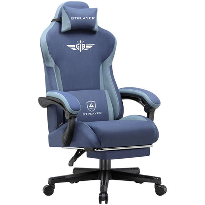 GTPLAYER Gaming Chair Ergonomic Fabric Gamer Chair with Lumbar Support, Adjustable Reclining PC Gaming Chair with Footrest and Widened Backrest