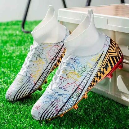 Men's Football Shoes Professional Gold Plated FG Soccer Cleats High Performance Sports Sneakers for Artificial Grass Competitive