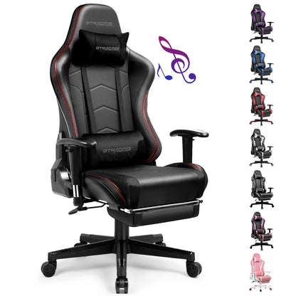 GTPLAYER Gaming Chair with Bluetooth Speakers, Footrest, Ergonomic Reclining Computer Chair with Lumbar Support for Office & Gaming