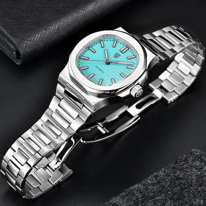 New man DESIGN Automatic luxury Pugani Mechanical Watch With glasses anti-Reflective Sapphire Light needles, man sport Watch, Local Delivery