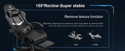 LUCK RACER Gaming chair with footrest Office Chair Ergonomic with Adjustable Loin Pillows, Pillow Gaming Chair
