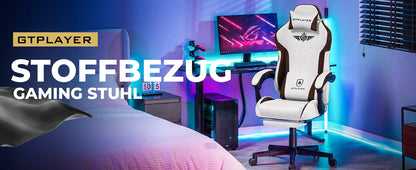 GTPLAYER Gaming Chair Ergonomic Fabric Gamer Chair with Lumbar Support, Adjustable Reclining PC Gaming Chair with Footrest and Widened Backrest