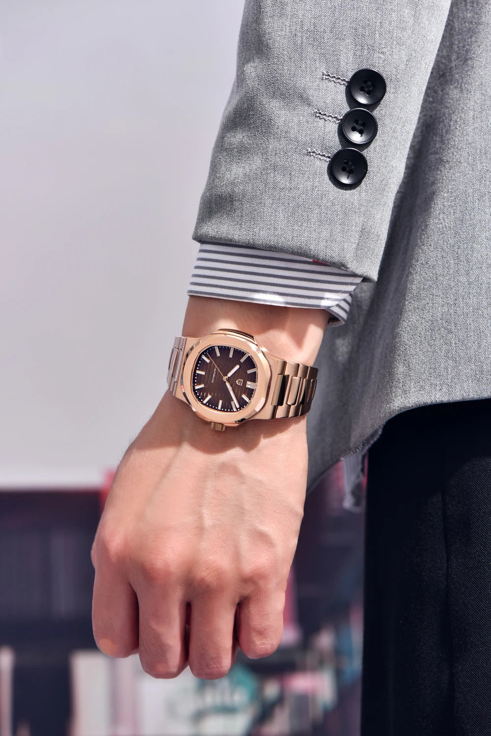 New man DESIGN Automatic luxury Pugani Mechanical Watch With glasses anti-Reflective Sapphire Light needles, man sport Watch, Local Delivery