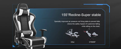 GTPLAYER Gaming Chair with Bluetooth Speakers, Footrest, Ergonomic Reclining Computer Chair with Lumbar Support for Office & Gaming