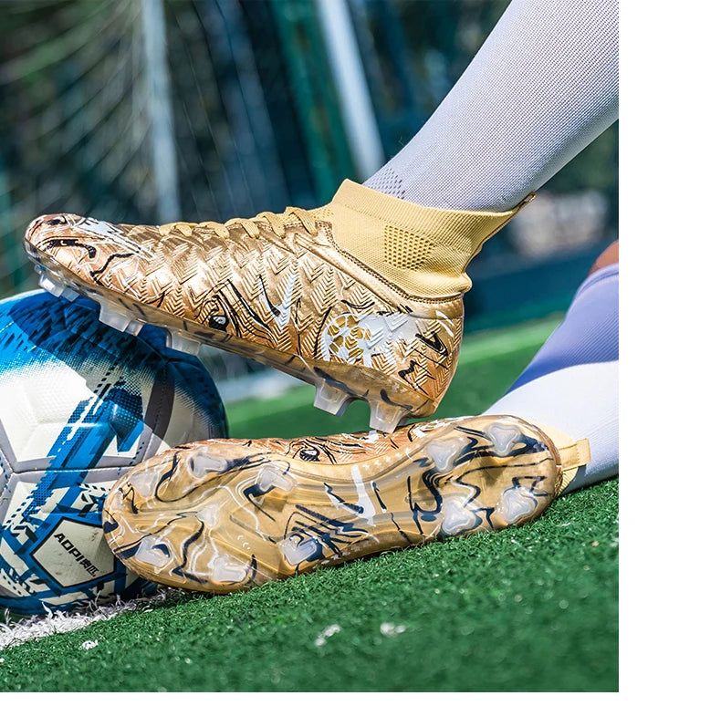 ro Performance HighCut Soccer Boots FG TF Studs Breathable Lightweight Cleats for Outdoor Grass and Turf Training Matches