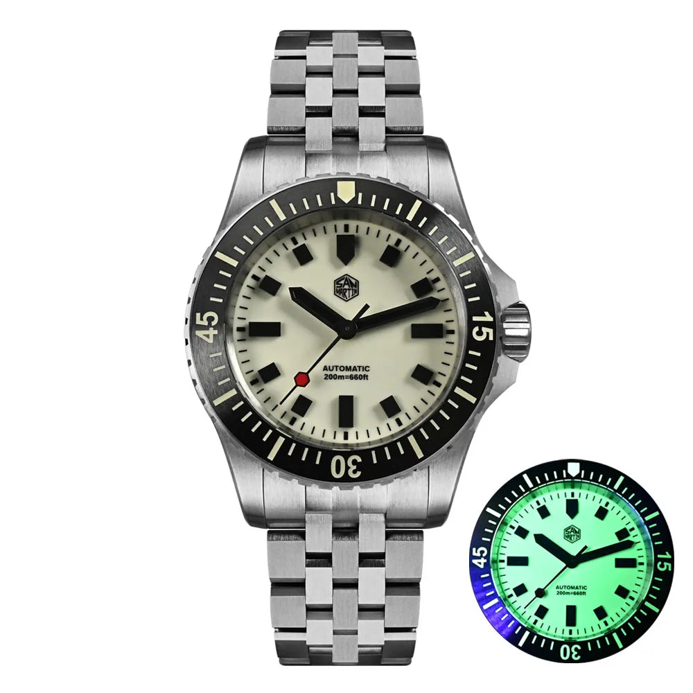 San Martin 1200HV Hardening Coating Men Diver Watch Full Luminous Dial Lumed Blocks ST2130 Automatic Mechanical Toolwatch SN0012
