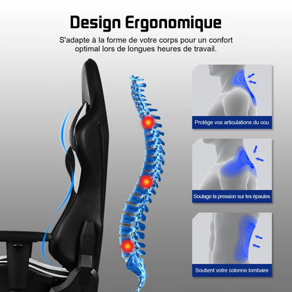 Hiazurm Office chair, Gaming chair for adults with adjustable backrest and armrests, Gaming chair with 3D wing contour design, Ergonomic office chair with S-shaped back support, Gaming chair with one-piece steel frame
