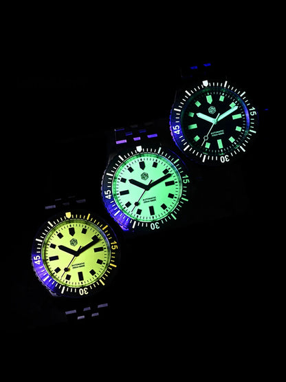 San Martin 1200HV Hardening Coating Men Diver Watch Full Luminous Dial Lumed Blocks ST2130 Automatic Mechanical Toolwatch SN0012