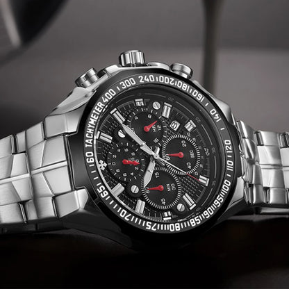 Sports Watches For Men Fashion Quartz Men Big Clock WWOOR Top Brand Luxury Military Full Steel Waterproof Chronograph Wristwatch