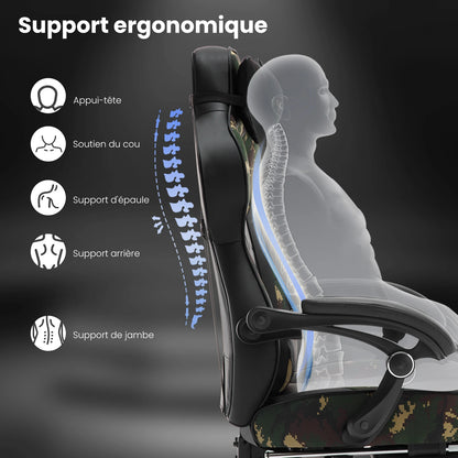 WOLTU Gaming Racing Chair Ergonomic Swivel Computer Chair with Footrest, Lumbar Support, Headrest, Adjustable Gamer Office Chair