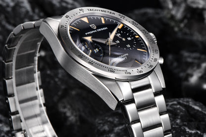 PAGANI DESIGN 2024 New Wide arrow Moon Men's Watches Luxury Quartz Watch For Men Sport Retro Chronograph VK64 AR Sapphire glass