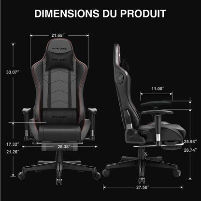 GTPLAYER Gaming Chair with Bluetooth Speakers, Footrest, Ergonomic Reclining Computer Chair with Lumbar Support for Office & Gaming