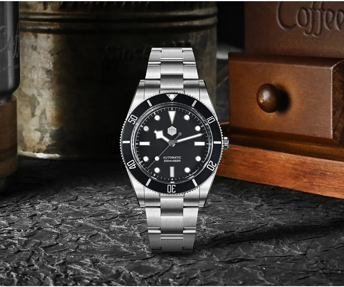 San Martin New Upgraded 37mm BB54 Vintage Men Diver Watch ST2130 Automatic Mechanical Sapphire Luminous Waterproof 200m SN0138