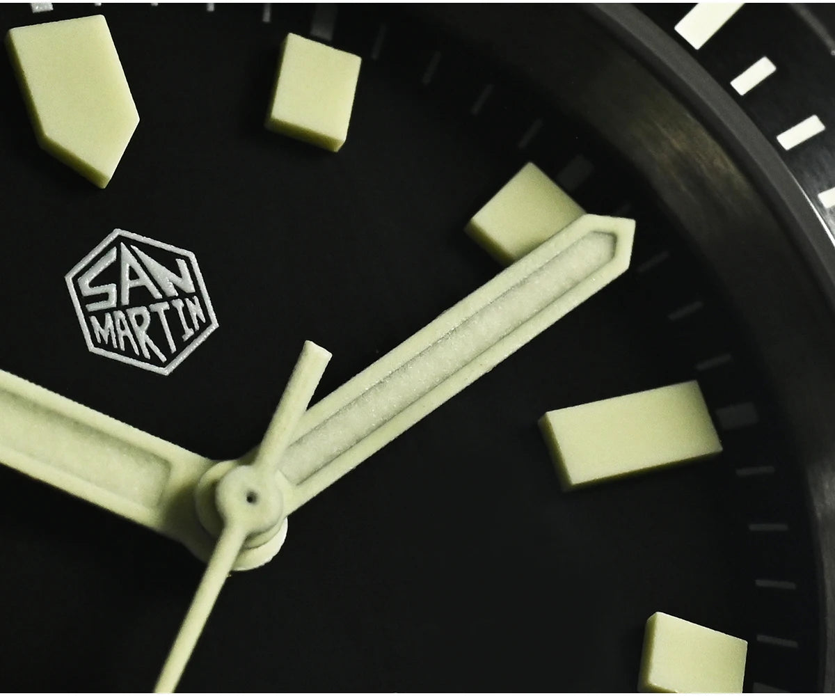 San Martin 1200HV Hardening Coating Men Diver Watch Full Luminous Dial Lumed Blocks ST2130 Automatic Mechanical Toolwatch SN0012