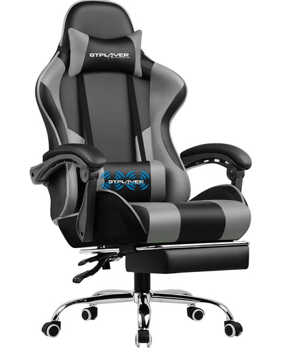 GTPLAYER Gaming chair with Massage Ergonomic Desk chair Footrest Headrest Rotary chair for office and Gamers
