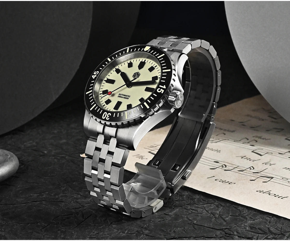 San Martin 1200HV Hardening Coating Men Diver Watch Full Luminous Dial Lumed Blocks ST2130 Automatic Mechanical Toolwatch SN0012