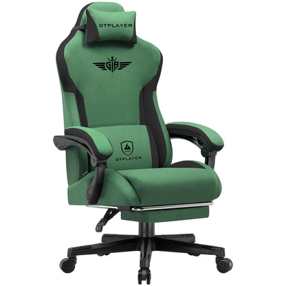 GTPLAYER Gaming Chair Ergonomic Fabric Gamer Chair with Lumbar Support, Adjustable Reclining PC Gaming Chair with Footrest and Widened Backrest