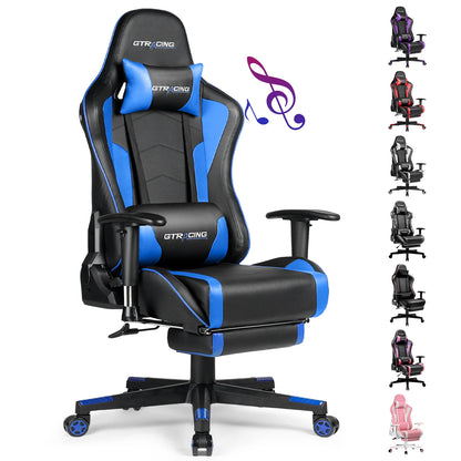 GTPLAYER Gaming Chair with Bluetooth Speakers, Footrest, Ergonomic Reclining Computer Chair with Lumbar Support for Office & Gaming