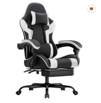 Ergonomic Gaming Chair with Lumbar Support, PU Leather Gaming Chair, Adjustable Reclining Computer Chair, Comfortable Office Chair for Gaming & Work