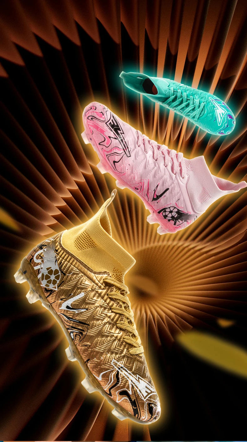 ro Performance HighCut Soccer Boots FG TF Studs Breathable Lightweight Cleats for Outdoor Grass and Turf Training Matches