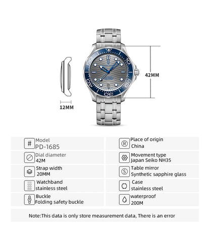 2022 New PAGANI DESIGN 1685 Men's Watches Mechanical Wristwatch for men Automatic watch men Japan NH35A 20Bar Dive Clock