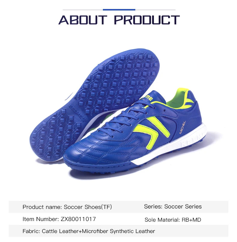 Chaussures de football KELME TF - Crampons en cuir de veau - Chaussures de futsal professionnelles - Baskets d'entraînement de football originales ZX80011017