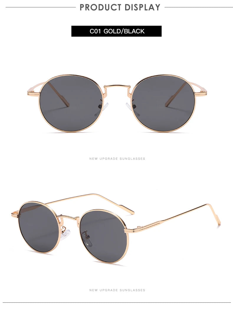 Módní kulaté vintage sluneční brýle pro ženy a muže, sluneční brýle s přechodem barev pro ženy, retro brýle ze slitiny, Gafas De Sol, sluneční brýle