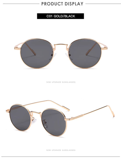 Módní kulaté vintage sluneční brýle pro ženy a muže, sluneční brýle s přechodem barev pro ženy, retro brýle ze slitiny, Gafas De Sol, sluneční brýle