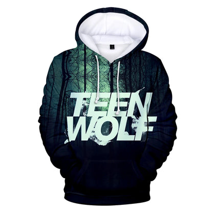 Naujo TV serialo TEEN WOLF 3D rašto džemperiai su gobtuvu vyrams ir moterims, Harajuku stiliaus rudens vaikiški gatvės mados puloveriai, hiphopo džemperis su gobtuvu