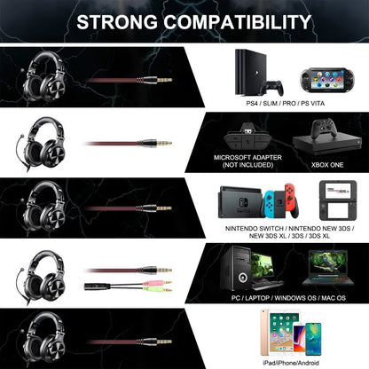 Auscultadores OneOdio A71 HiFi de Estúdio DJ com Fio e Microfone – Headset Gaming Profissional de Monitorização com Graves Profundos