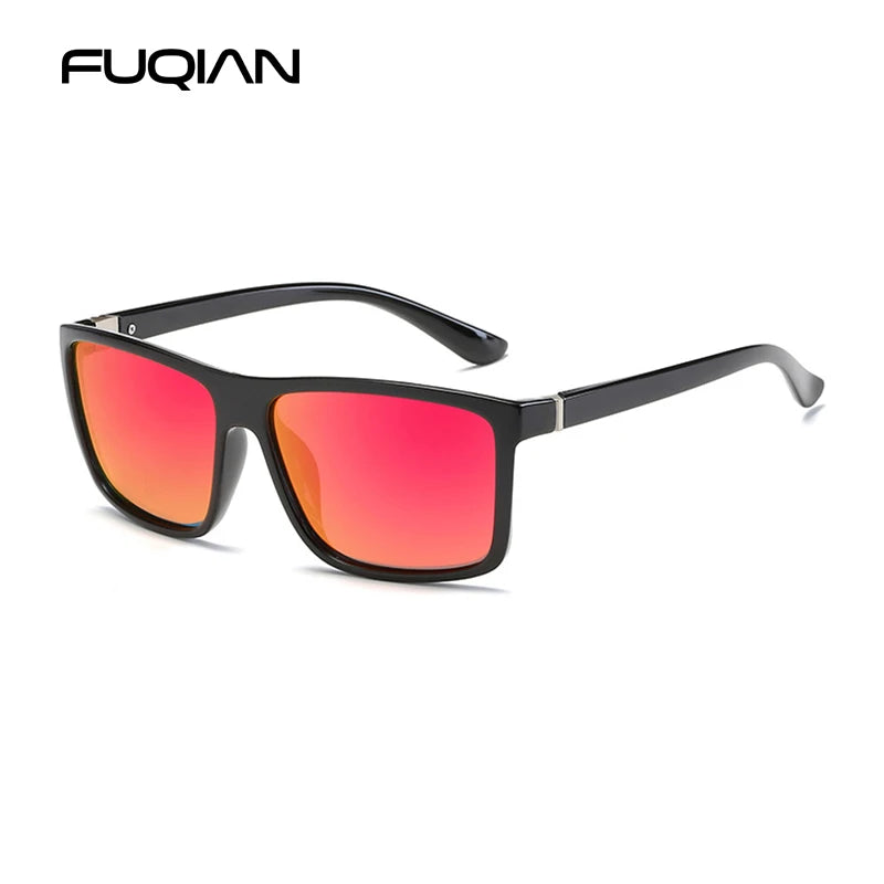 Lunettes de soleil polarisées classiques noires carrées pour homme, tendance, verres miroirs bleus, unisexes, vintage, anti-éblouissantes, pour la conduite, UV400
