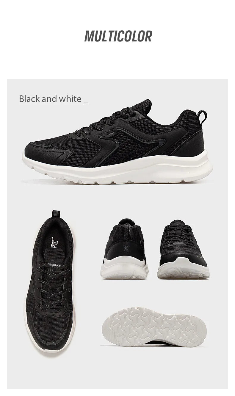Xtep Sports Shoes Men's Mesh Breathable Running Shoes Winter Marathon Black White Men's Sports Shoes Sneakers Man 879119110110