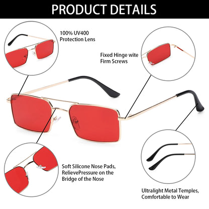 1PC Trendy Fashion Rimless Small Rectangle Sunglasses Women Men 2023 Shades Alloy Metal Glasses Traveling Style UV400 Eyewear