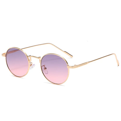 Módní kulaté vintage sluneční brýle pro ženy a muže, sluneční brýle s přechodem barev pro ženy, retro brýle ze slitiny, Gafas De Sol, sluneční brýle