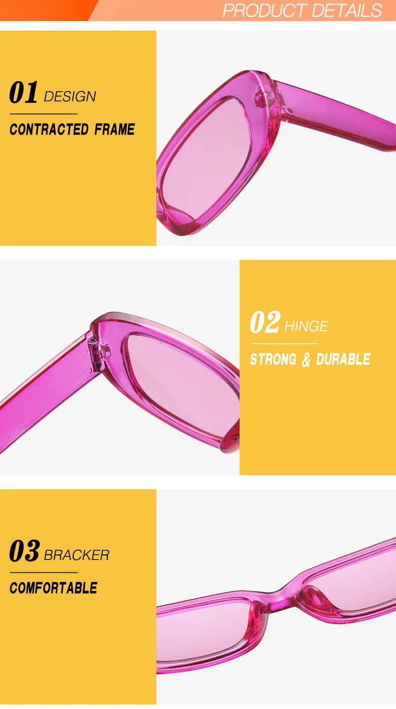 Lunettes de soleil rectangulaires blanches classiques pour femme, petites lunettes de soleil carrées rétro de marque, lunettes de soleil pour femme
