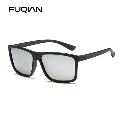 Lunettes de soleil polarisées classiques noires carrées pour homme, tendance, verres miroirs bleus, unisexes, vintage, anti-éblouissantes, pour la conduite, UV400
