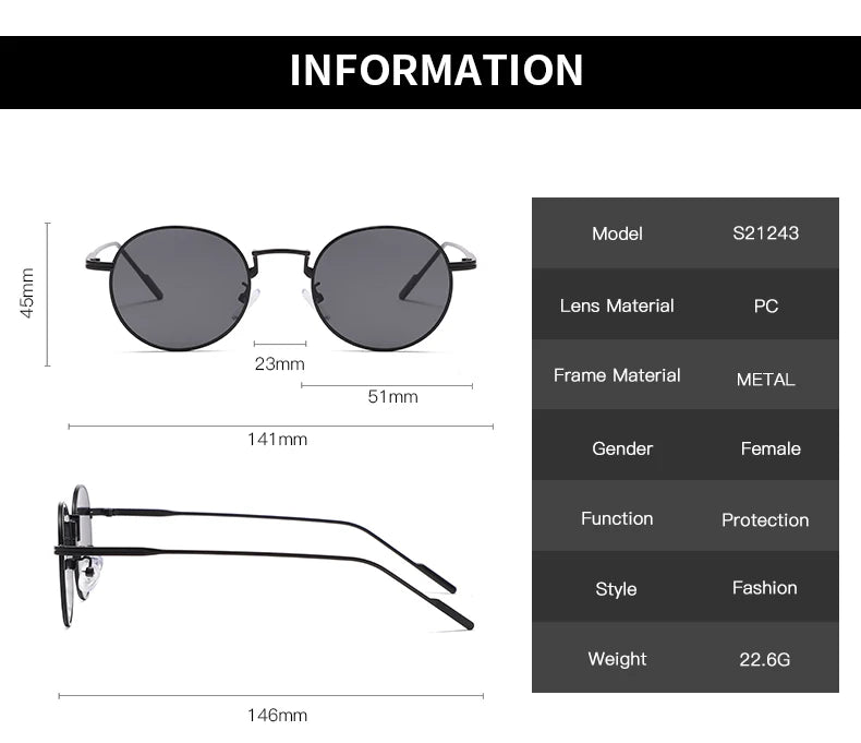 Módní kulaté vintage sluneční brýle pro ženy a muže, sluneční brýle s přechodem barev pro ženy, retro brýle ze slitiny, Gafas De Sol, sluneční brýle