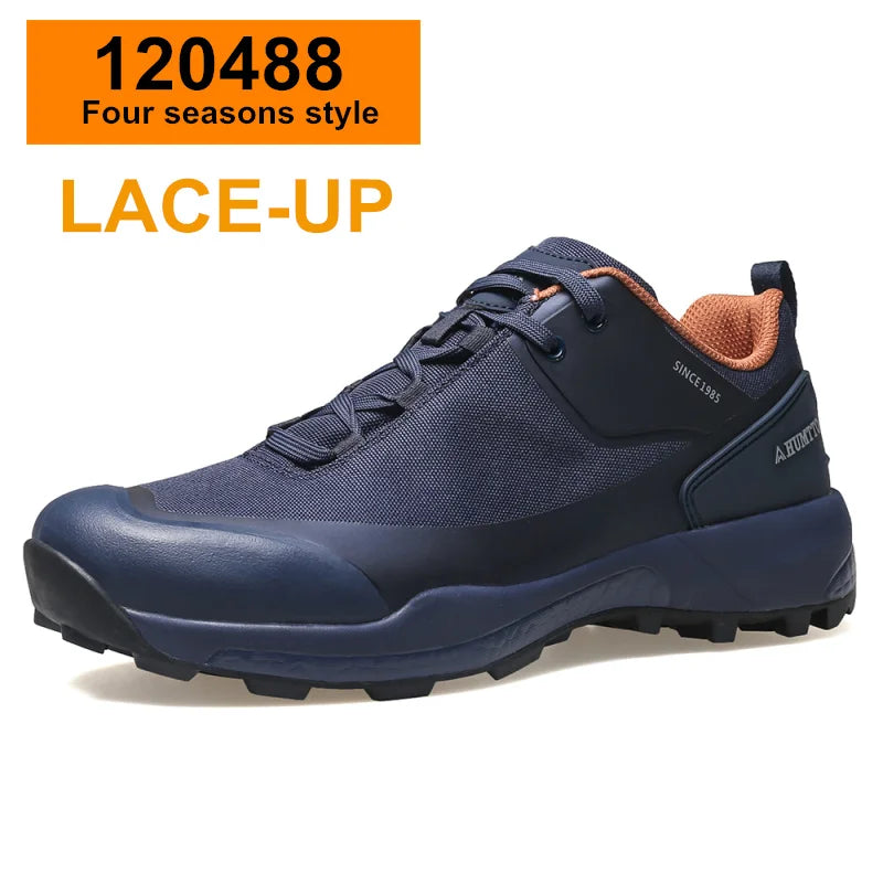 Chaussures de randonnée imperméables HUMTTO, bottes de trekking de montagne, baskets de camping noires pour hommes, chaussures de sécurité, d'escalade, de sport et tactiques pour hommes