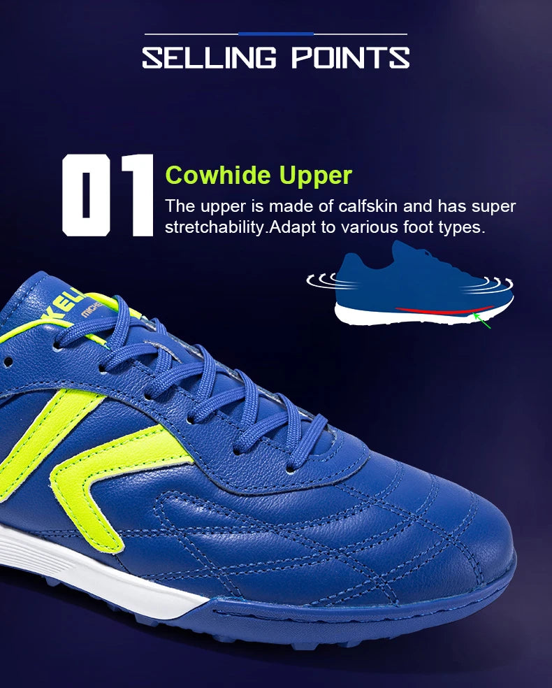 Chaussures de football KELME TF - Crampons en cuir de veau - Chaussures de futsal professionnelles - Baskets d'entraînement de football originales ZX80011017