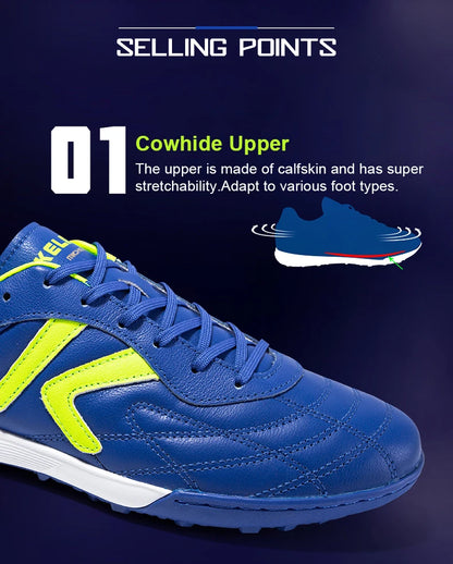 Chaussures de football KELME TF - Crampons en cuir de veau - Chaussures de futsal professionnelles - Baskets d'entraînement de football originales ZX80011017