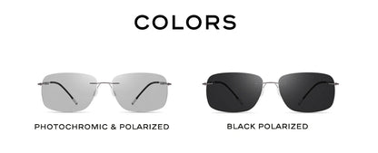 CAPONI Square Sun Glasses For Men Photochromic Polarized Rimless Sunglasses Classic Design High Quality Eyewear UV400 BS7467